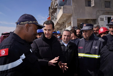 بشار الأسد يؤدي زيارة الى فريق الإنقاذ التونسي بحلب ويثني على مجهوداته