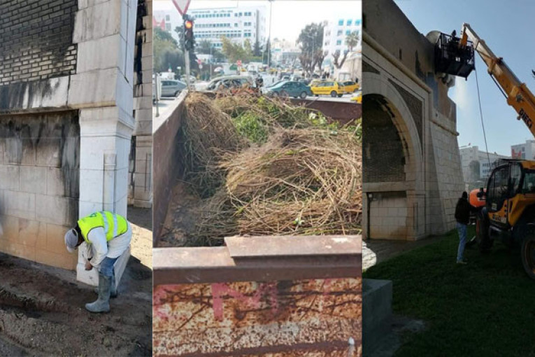 بالصور : قوس باب سعدون الأثري يستعيد ”بريقه”